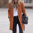 thumbnail image 4 of WRKEKC Women's Wool Blend Coat Notched Lapel Button Front Functional Pockets Fall Winter Office Wear Plus Size Available Yellow M, 4 of 7