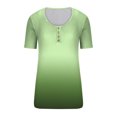 thumbnail image 2 of UPPADA Women's Summer Tops Short Sleeve V Neck Ribbed Knit Tees Trendy Button Front T Shirts Henley Solid Color Shirts Vacation Oufits Green,M, 2 of 3