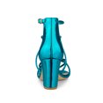 thumbnail image 2 of BLISSFUL STEP Sandales à Talons Blocs à Brides Croisées pour Femmes Bleu Lac 8,5, 2 of 7