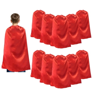 TOPTIE 10 Pack Satin Superhero Capes, Halloween Festival Event Costumes And Dress Up For Kids & Adults-Red-27 1/2" H x 23 1/2" W