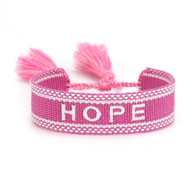 Thinsony Embroidered Character Bracelet Adjustable Rope Woven Friendship Precision Shiny pink - hose
