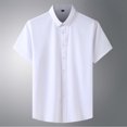 thumbnail image 4 of Birdeem Chemises pour Hommes Hommes Mode Affaires Col Rabattu Bouton Col Rabattu Poche Chemise à Manches Courtes Blouse, 4 of 9