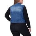 thumbnail image 3 of GRACE & GRANDEUR Women's Plus Size Trucker Zipper Front Sleeveless Denim Vest Jacket, 3 of 6