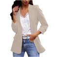 thumbnail image 2 of Pompotops Femmes Dames Veste Unie à Col Rabattu Manteau à Manches Longues Manteau Vêtement d'Extérieur Blazer Liquidation, 2 of 6