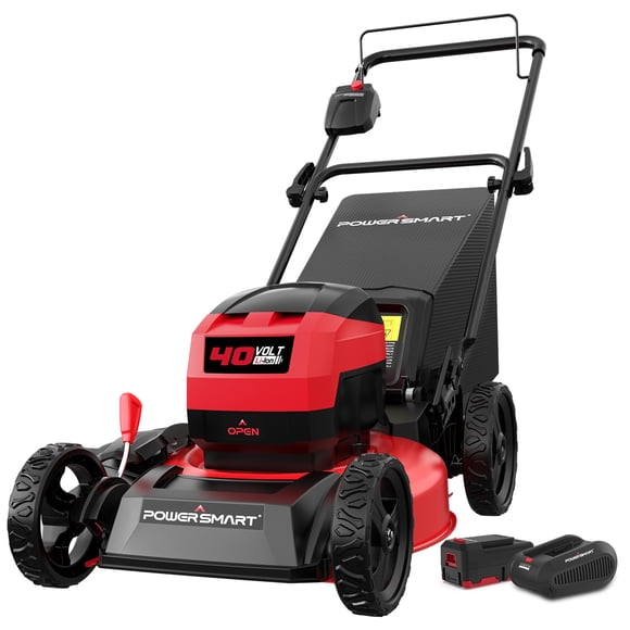 PowerSmart 40V 17-inch Cordless Brushless Electric Push Lawn Mower with 4.0Ah Battery and Charger