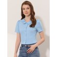thumbnail image 2 of INSPIRE CHIC Chemise à Col Boutonné pour Femme Peter Pan m Bleu Clair, 2 of 5