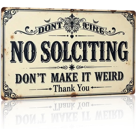 No Soliciting Sign for House Metal Signs- No Soliciting Sign for Front Door Metal Signs 8x12 Inch