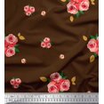 thumbnail image 1 of Soimoi Tissu Poly Georgette Imprimé Feuilles & Roses Tissu de Couture au Mètre 52 Pouces de Large, 1 of 3