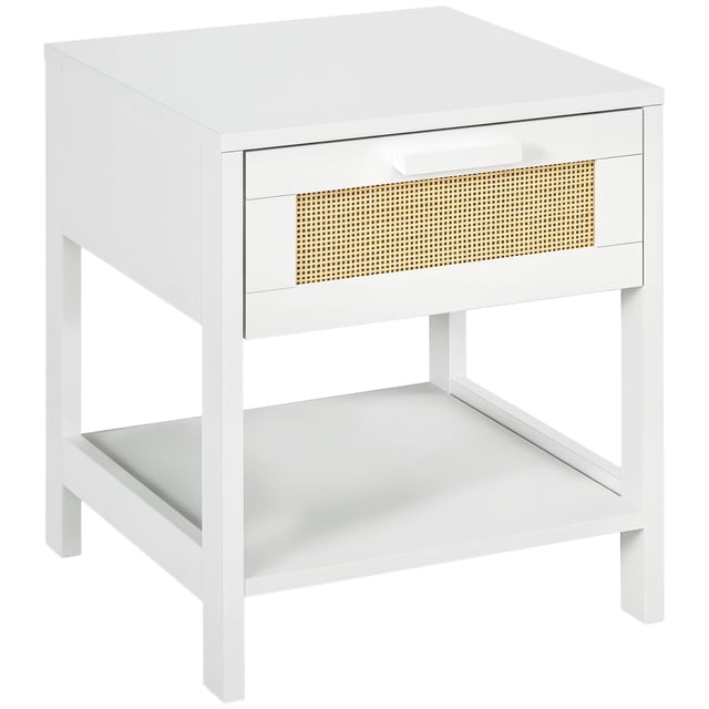 HOMCOM Table de Chevet Étroite, Table de Chevet avec Tiroir et Rangement
