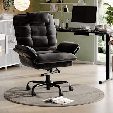 Bestier Big and Tall Executive Office Chair with Flip-Up Arms for Adults, Adjustable Height, Reclining Office Chair with Headrest & Side Pockets in Black