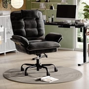 Bestier Big and Tall Executive Office Chair with Flip-Up Arms for Adults, Adjustable Height, Reclining Office Chair with Headrest & Side Pockets in Black