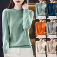 thumbnail image 4 of Moxiu Chandail en Tricot pour Femmes 2025 Automne Confort Décontracté Manches Longues Ample Col Rond Couleur Unie Chandail en Tricot de Base Chandails Hauts Bleu Foncé,TTG, 4 of 4