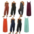thumbnail image 2 of Combinaisons Amples pour Femmes à Ourlet Tulipe, Salopettes Amples à Encolure Carrée Sans Manches, Pantalons à Bavette avec Poches, Grande Taille, 2 of 6