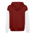thumbnail image 4 of Womens Zip Up Hoodies Casual Color Block Long Sleeve Hooded Coat Fall Winter Trendy Comfy Daily Jacket with Pockets Wine XL, 4 of 6