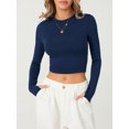 thumbnail image 4 of Faithtur T-shirt pour Femmes, Manches Longues Col Rond Ajusté Crop Top avec Trous pour les Pouces pour Usage Quotidien, 4 of 9