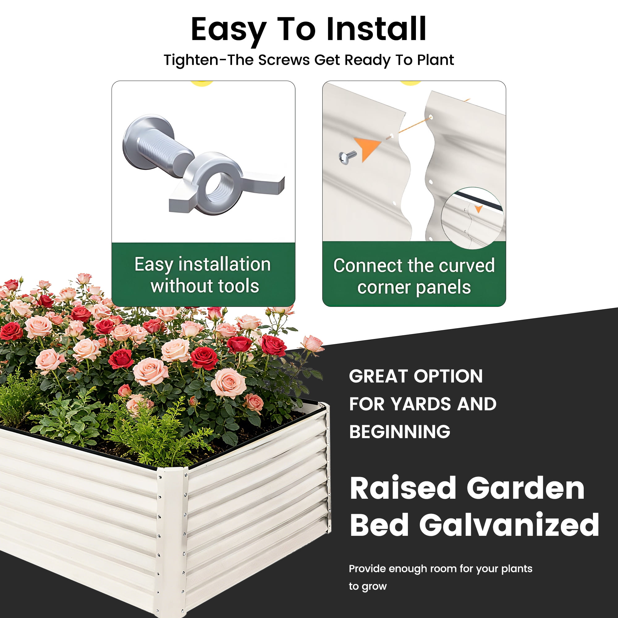 Noble House Raised Garden Bed, Galvanized Planter Box Stand Outdoor,Herbs