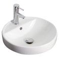 thumbnail image 3 of 18.25-in. W Drop In White Bathroom Vessel Sink Set For 1 Hole Center Faucet AI-26165, 3 of 9