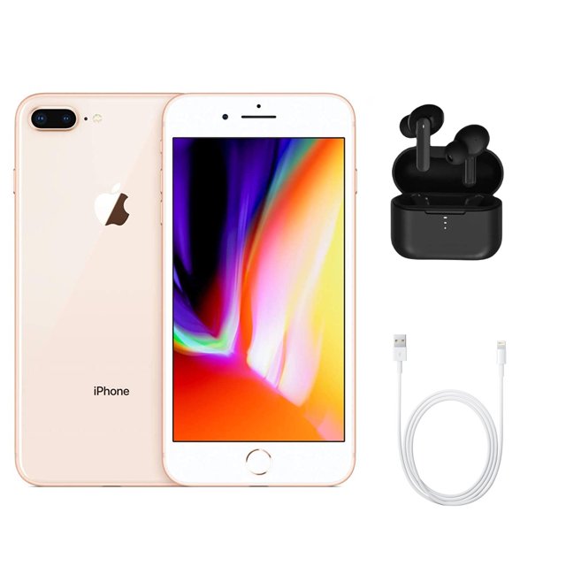 Refurbished iPhone 8 Plus (Fully Unlocked) 64GB Gold, with Wireless Earbuds