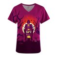 thumbnail image 3 of RKSTN Women Tops Short Sleeve V-neck Tops Working Uniform Halloween Printed with Pockets Blouse Scrub Tops, 3 of 4