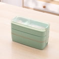 thumbnail image 1 of Dvkptbk Bento Lunch Box, Multi Layered Lunch Box with Forks Spoons, Lunch Box for Office Workers, Three Layer 900ml Portable Picnic Box for Food Fruit Snack, Meal Prep Containers, 1 of 3