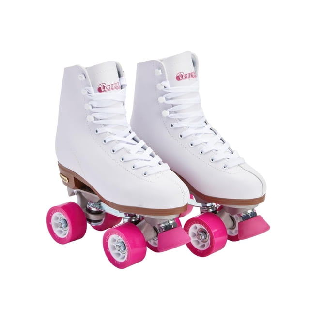 CHICAGO Skates Patins à Roulettes Quadruples Blancs de Qualité Supérieure pour Filles et Femmes Débutantes, Design Classique à Tige Haute Ajustable pour Patins et Rol Intérieurs Ou Extérieurs