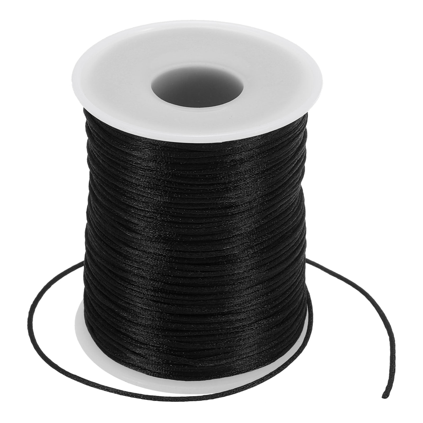 Unique Bargains 1.5mm x 109 Yard Nylon Satin Cord 1.5mm Beading String Braided Rope, Black