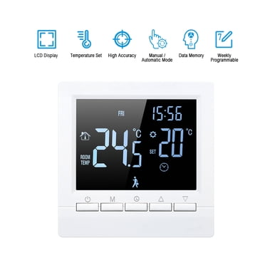 Smart Thermostat Digital Temperature Controller LCD Display Programmable Electric Floor Heating Thermostat Suitable for Home School Office Hotel 16A