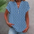 thumbnail image 2 of fatyb Womens Printed V Neck Tops Short Sleeve Button V Neck Tshirts Lightweight Summer Beach Blouses, 2 of 5