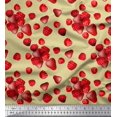 thumbnail image 1 of Soimoi Crepe Silk Fabric Raspberry,Strawberry & Cherry Fruits Printed Craft Fabric by The Yard 42 Inch Wide, 1 of 3