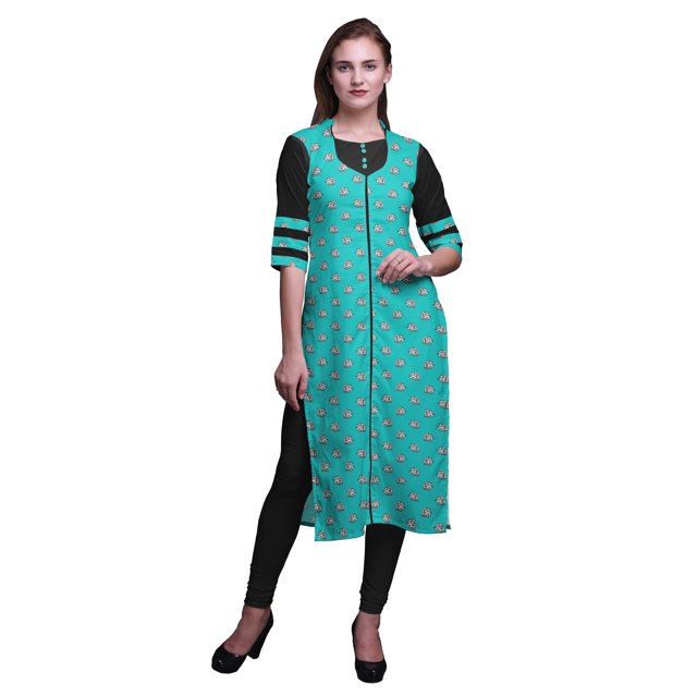 Bimba Kurti Droite Décontractée Imprimée Haut à Manches 3/4 Longue Kurta Robe pour Femmes