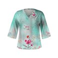 thumbnail image 4 of Nouveaux Hauts pour Femmes Été 2023 Chic et Décontracté Mode pour Femmes Col en V Manches Trois Quarts 3/4 T-Shirt Blouse d'Automne Hauts Chandail T-Shirts Surdimensionnés pour Femmes, 4 of 5