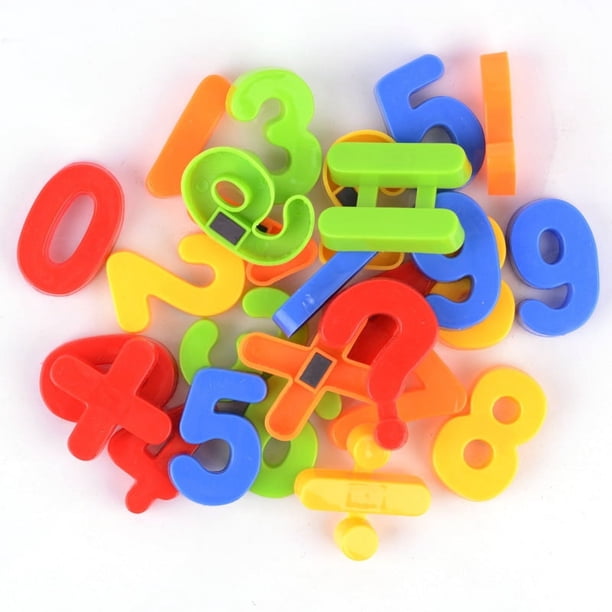 Lot de 20 aimants vintage assortis en plastique coloré multicolore pour enfants, lettres majuscules, chiffres - France