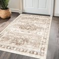 thumbnail image 1 of Washable Neutral Farmhouse Large Entryway Rug, 3x6 Area Rugs for Kitchen, Bedroom Beside Bed, Nursery Room, Boho Vintage Floral Non-Slip Throw Rug Low Pile Stain Resistant (3x6 Beige/Latte), 1 of 6