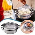 thumbnail image 2 of Cooking Utensils 2 Piece Steamer Pot Stainless Steel Food Steam Cooking Vegetable Steaming Kitchen Cookware Steamer Saucepot Double Boiler, 2 of 9
