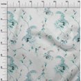thumbnail image 2 of oneOone Tissu Jersey Viscose Crème Floral & Paon Matériel de Robe Tissu Imprimé Tissu au Mètre 60 Pouces de Large, 2 of 5