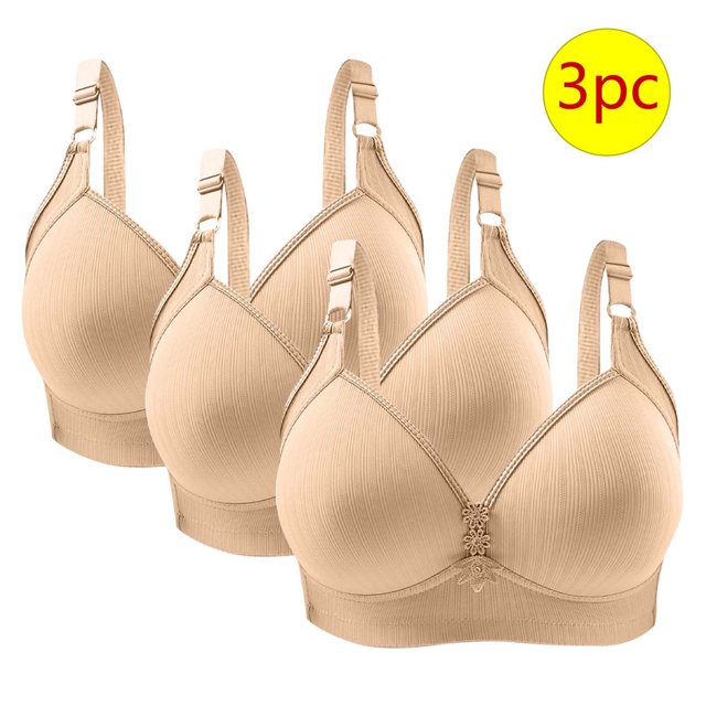 Bras for Women, 3PC Womans Solid Color Daily Bra Without Steel Ring Gathering Bras