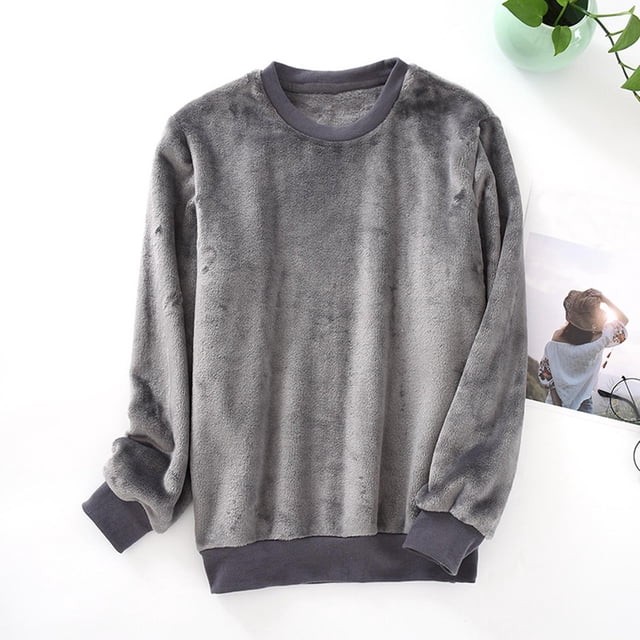 RKSTN Pajamas For Men Fashion Solid Color Crew Neck Long Sleeve Comfy Sleepwear Spring Lightweight Nightwear Fall Tops