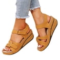 thumbnail image 1 of Hook and Loop Fastener Designer Sandals for Women Strap Wedge Sandals for Rope Sandals for Women Ladies Girls Comfortable Flat Sandals for Women Wedges Sandals Causal Shoes, 1 of 9