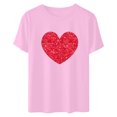 thumbnail image 4 of Meichang T-Shirts de la Saint-Valentin pour Femmes Hauts Mignons Imprimé Cœur Hauts Mignons Col Rond Manches Courtes Décontracté T-Shirts de Vacances Saint-Valentin, 4 of 6