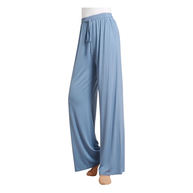 Diufon Straight Pants for Women Elastic High Waist Drawstring Pants Cotton Solid Color Lounge Wide Leg Pants