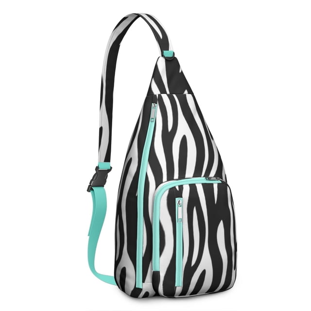 Rainbow Zebra Print Sling Bag - Colorful Abstract Zebra Stripes Crossbody Backpack for Women & Men, Modern Fashion Shoulder Bag (Cute Cartoon Zebra Pattern, Water-Resistant & Lightweight)