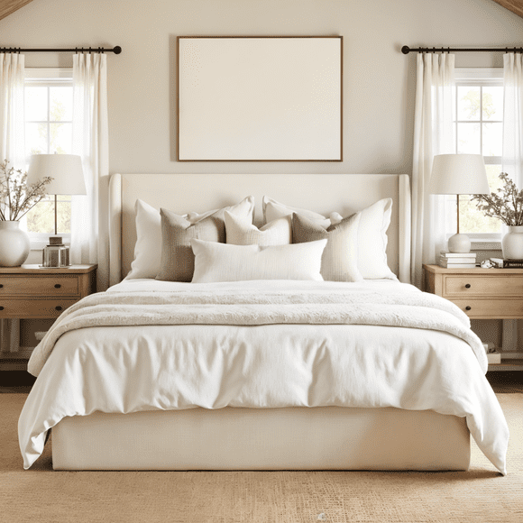 Aykah Aura Cream King Size Bed Frame With Storage, Modern Upholstered High Headboard Design With Metal Frame
