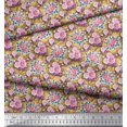 thumbnail image 3 of Soimoi Tissu Poly Georgette Imprimé Feuilles & Roses au Mètre 42 Pouces de Large, 3 of 3