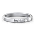 thumbnail image 1 of Bague Empilable avec Pierre de Naissance Gravée - Zircon Cubique / Topaze Blanche (Avril), 1 of 7