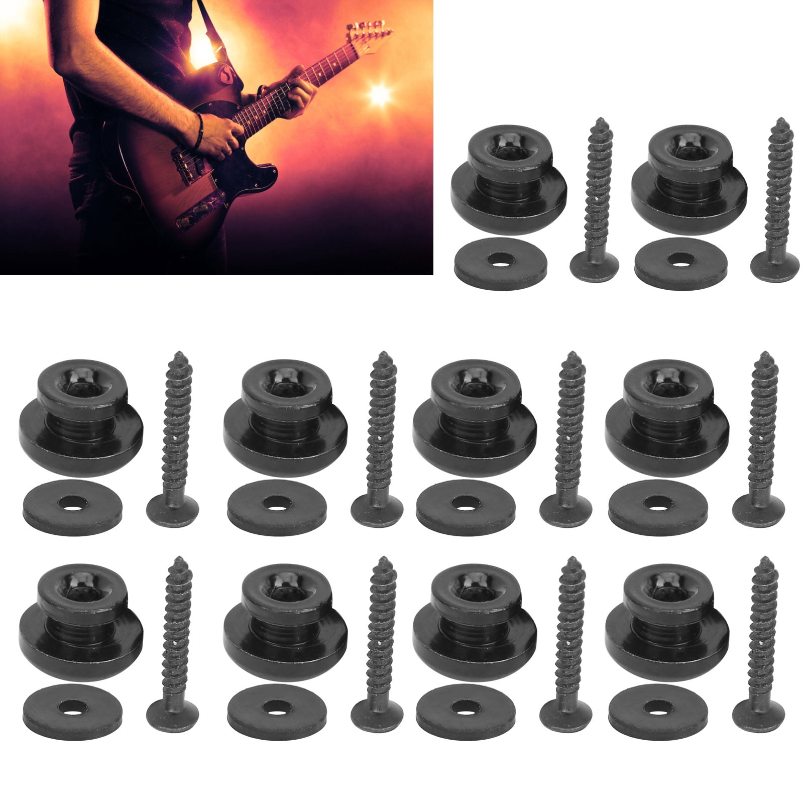 Guitar End Button, Small In Size Easy To Install And Use Easy To Carry Guitar Strap Lock, for Bass Ukulele Guitar DIY Gold,Silver,Black
