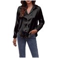 thumbnail image 2 of Heliisoer Women Satin Long Sleeve Button Down Work Blouse Tops Going T-Shirt, 2 of 7