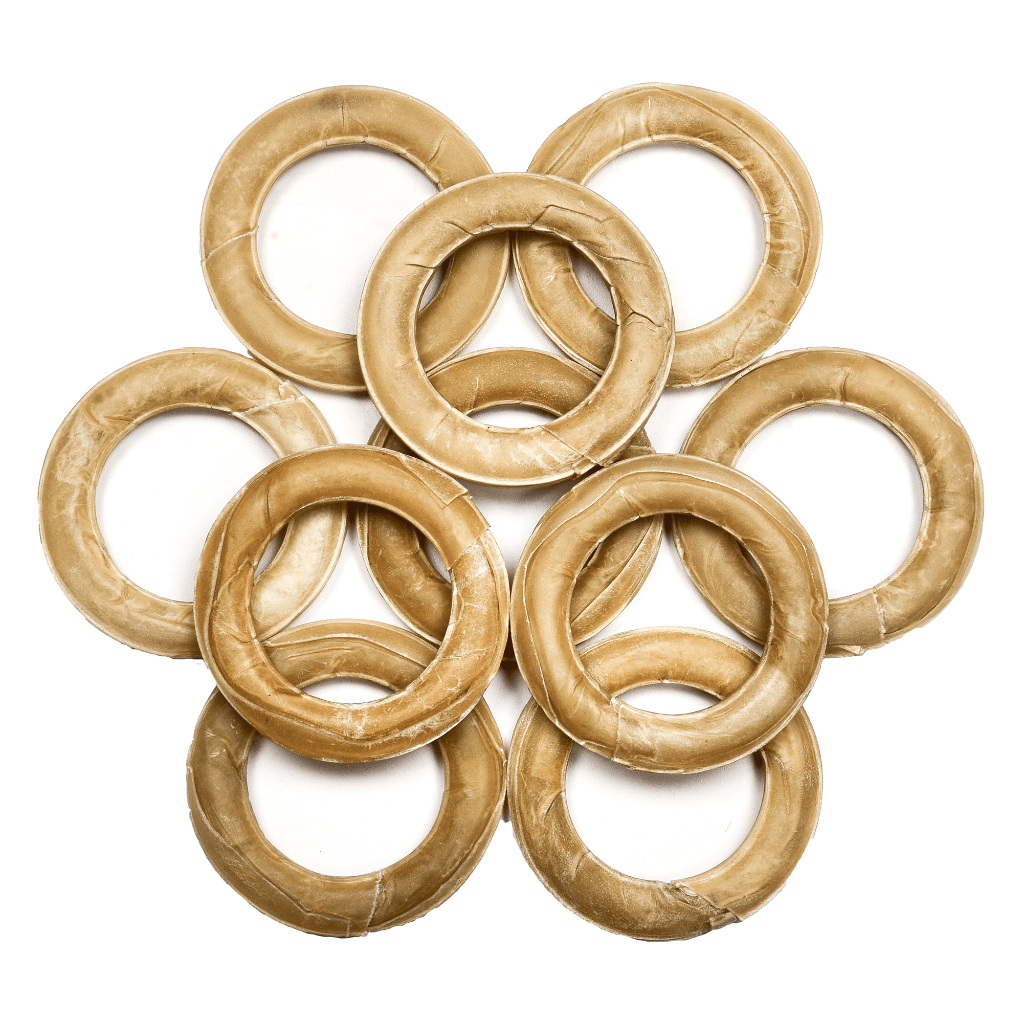 Premium Feeders Long Lasting 6” Rawhide Pressed Rings for Dogs – 10 Pressed Bones – Natural Treats for Large Dogs – Durable Dog Chew – Digestible Treat for Dental Health & Fresh Breath