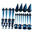 thumbnail image 4 of Ensemble de 36 Pcs de Bouchons d'Oreilles Punk Rock, Extenseurs Extensibles, Jauges, 14g-00g - Bleu Foncé, 4 of 7