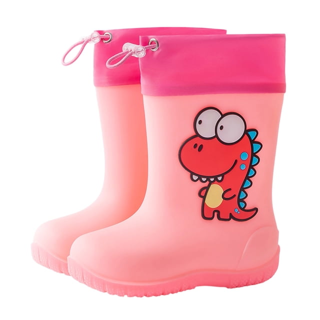 MIASHUI Toddler Rain Boots Easy-on Lightweight and Waterproof Shoes,Pink,7-8 Years