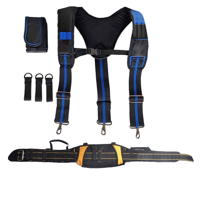 Ceinture à Outils Bretelles Pochette Sac Ensemble de Poche à Ongles Support Lombaire Réglable Sac Multifonction pour Outils de Charpentier Électricien, Réglable